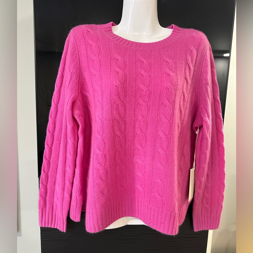 Joie Fuchsia cashmere 100%Cable Knit Sweater